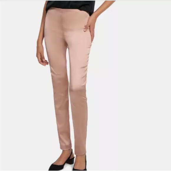 Theory soft pink silky skinny dress pants Leggings size 4 NWT - Picture 1 of 8